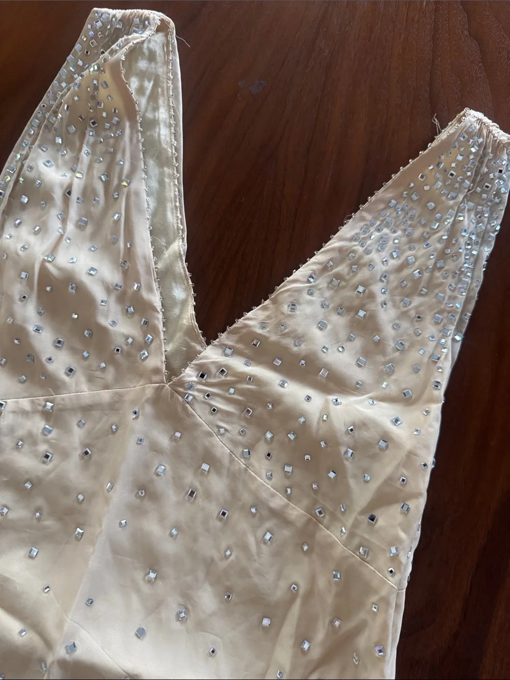 Zara Cream Beaded V-Neck Mini Dress - Picture 6 of 7